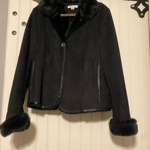 Faux suede and fake fur jacket. Gorgeous!